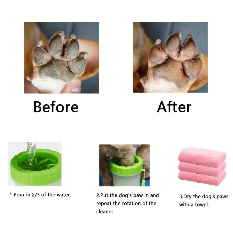 Portable Easy Clean Pet Paw Wash Cup Set for Dogs and Cats Non Electric Durable Plastic Foot Cleaning Tool