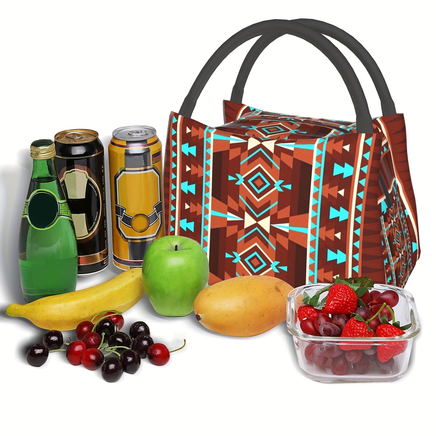 Stylish Brown Geometric Insulated Cooler Bag for Outdoor Fun