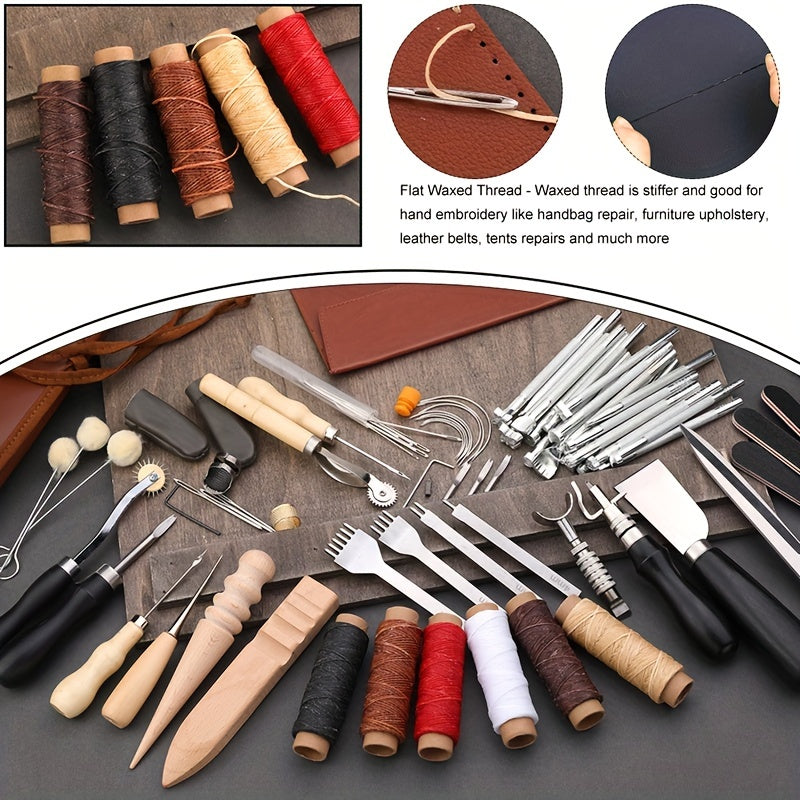 WUTUREE Leather Tools Kit with Leather Strap Hole Punch and Engraving Tool for Cutting and Punching Professional Handmade Craft Accessories Set