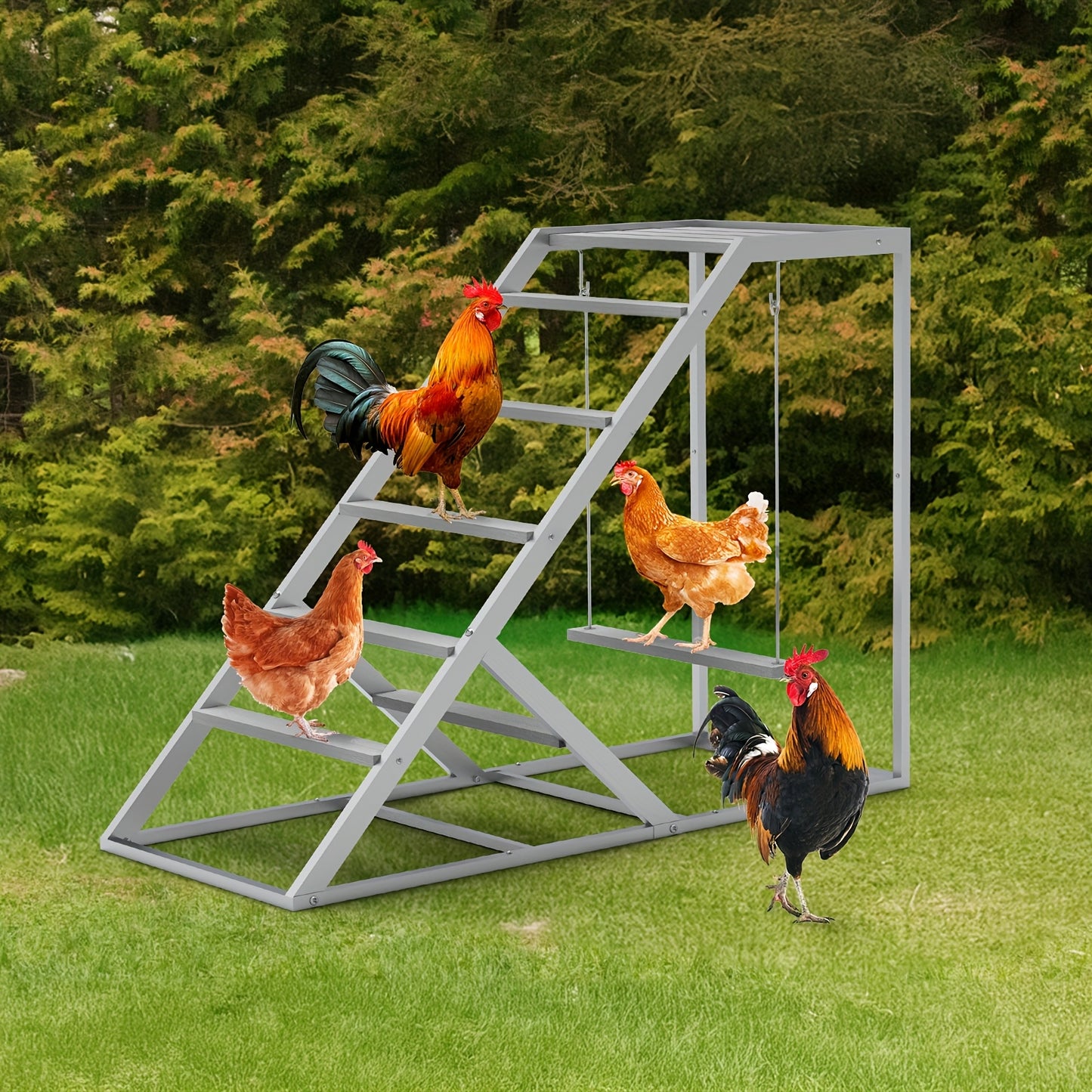 Chicken Perch Swing Set Durable Iron Alloy Platform for Hens