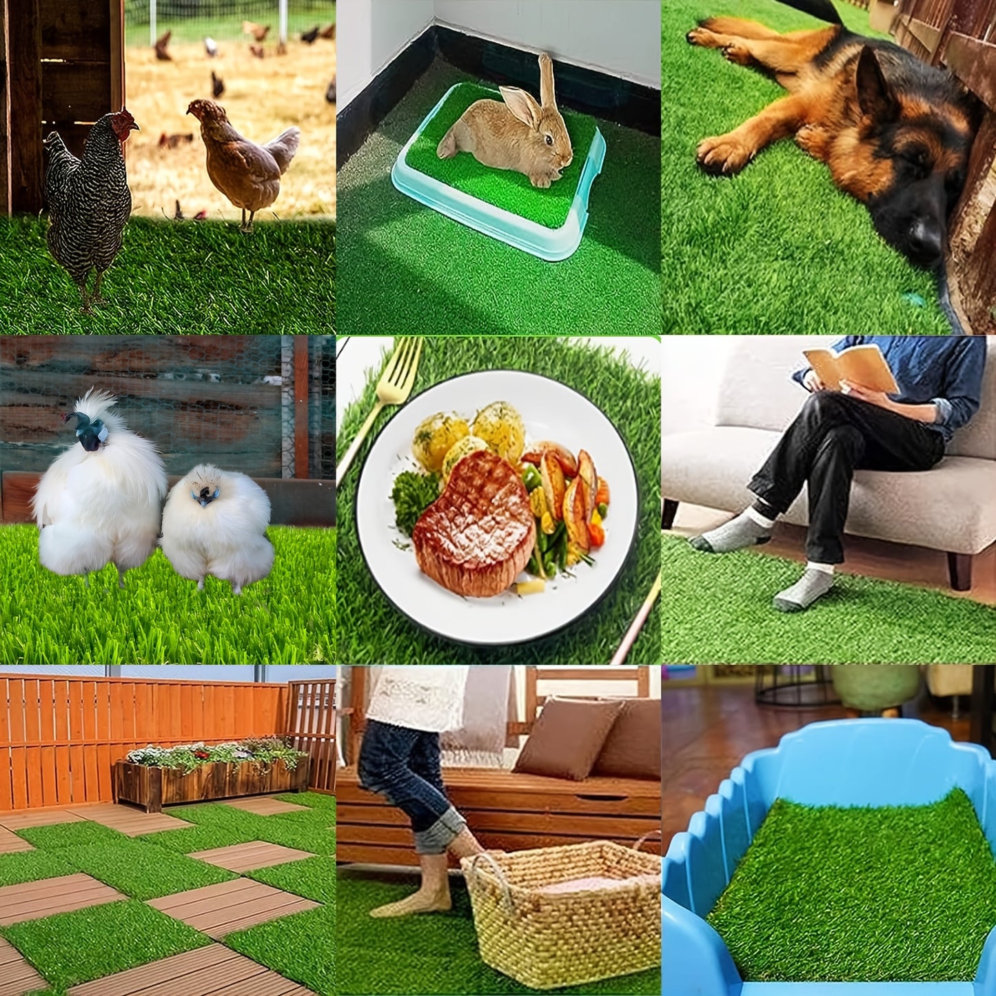 Chicken Nesting Box Pads Set with Washable Artificial Grass