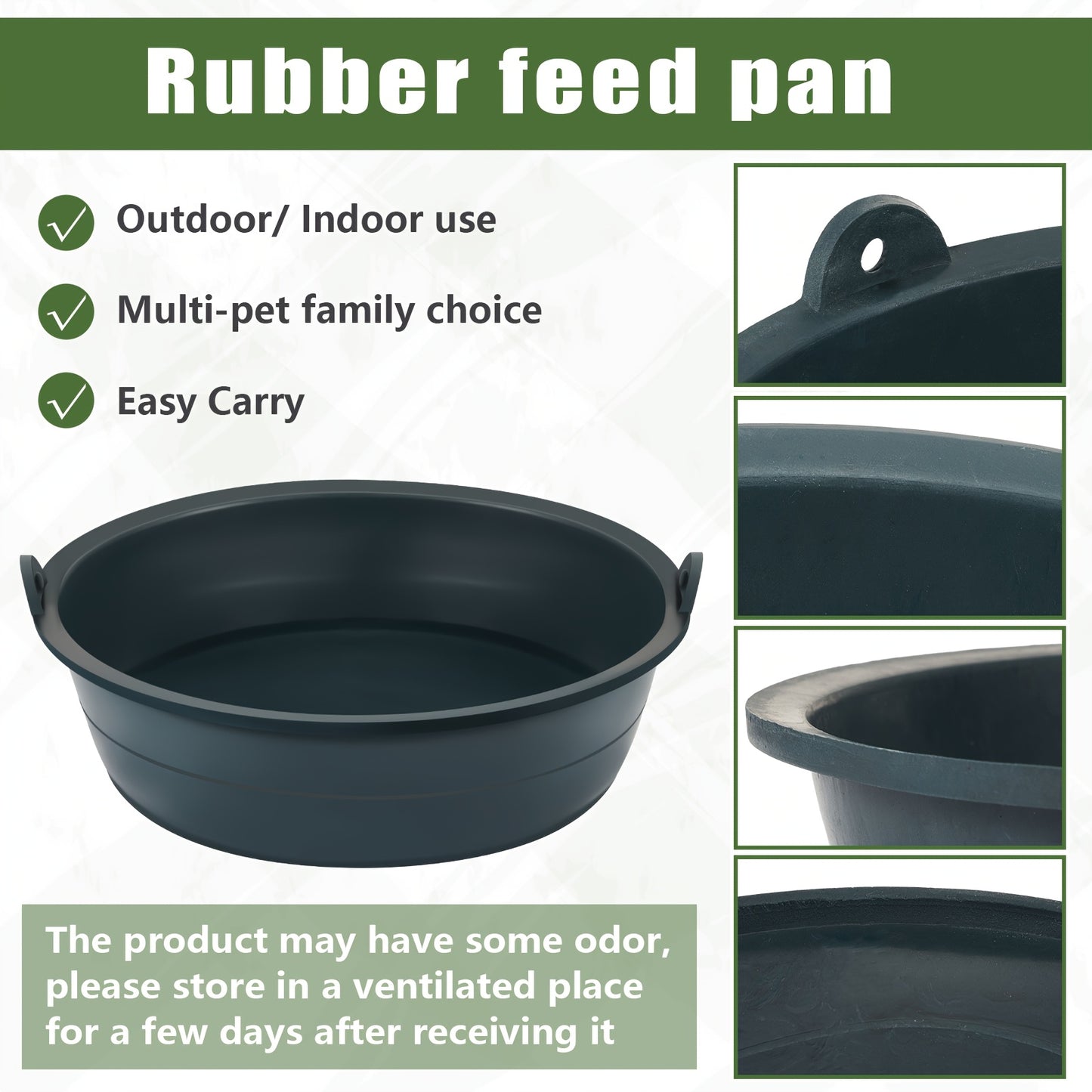 10 Pieces Durable PP Horse Feed Pans 3 Quart Capacity 10.2 x 3.1 Inch Utility Feeder for Horses Dogs Cats Goats and Chickens Non Rubber Smooth Glossy Surface Easy Grip Handles Pet Feeder