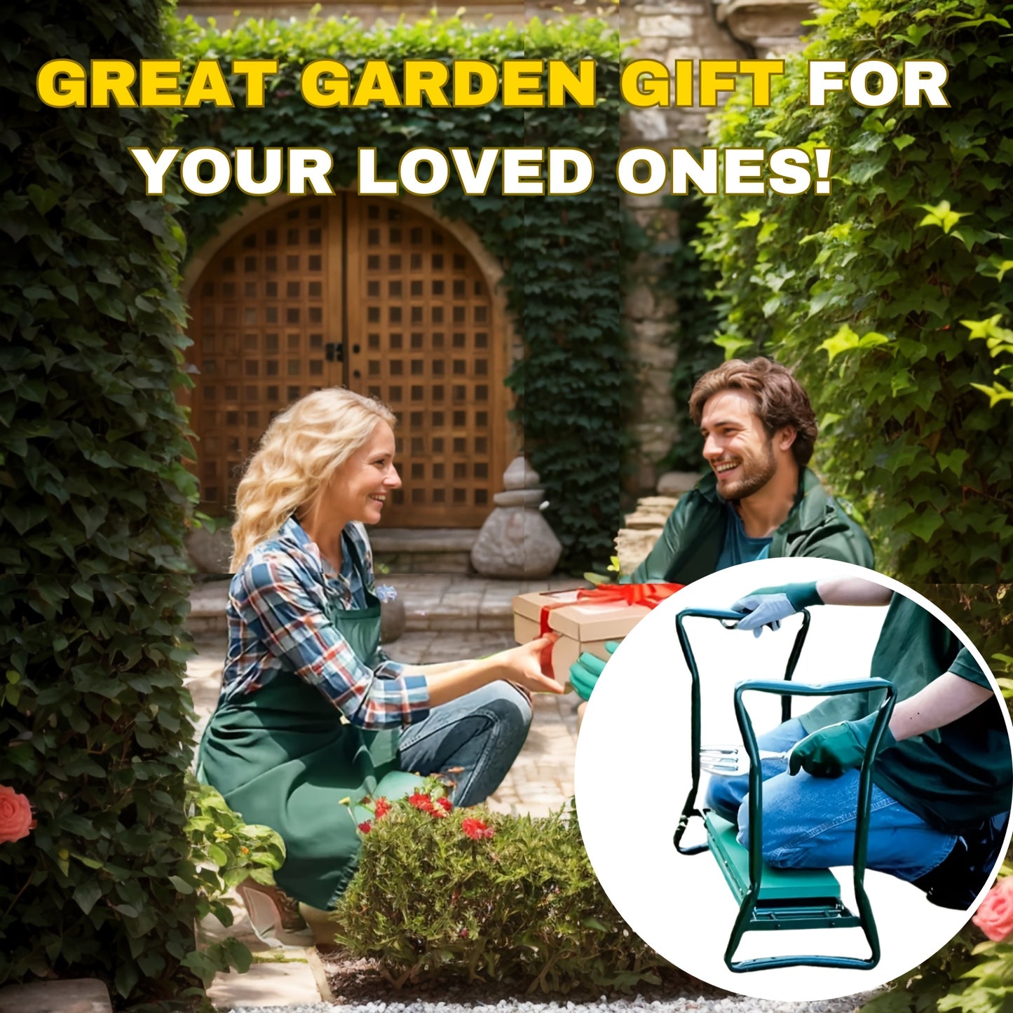 2-in-1 Foldable Garden Kneeling Chair with Tool Bag for Comfort