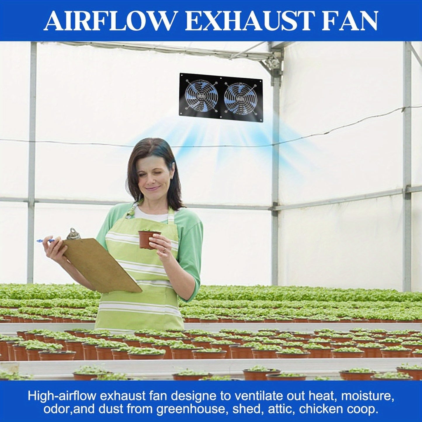 Solar Exhaust Fan Kit with 16W Panel for Greenhouse and Shed
