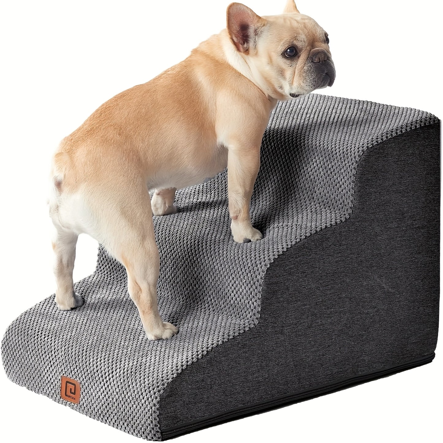 Curved 4-Step Dog Stairs Ramp for High Beds with Non-Slip Steps