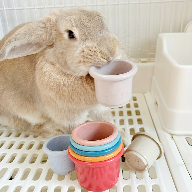 Colorful Stackable Bunny Cups for Interactive Pet Fun
