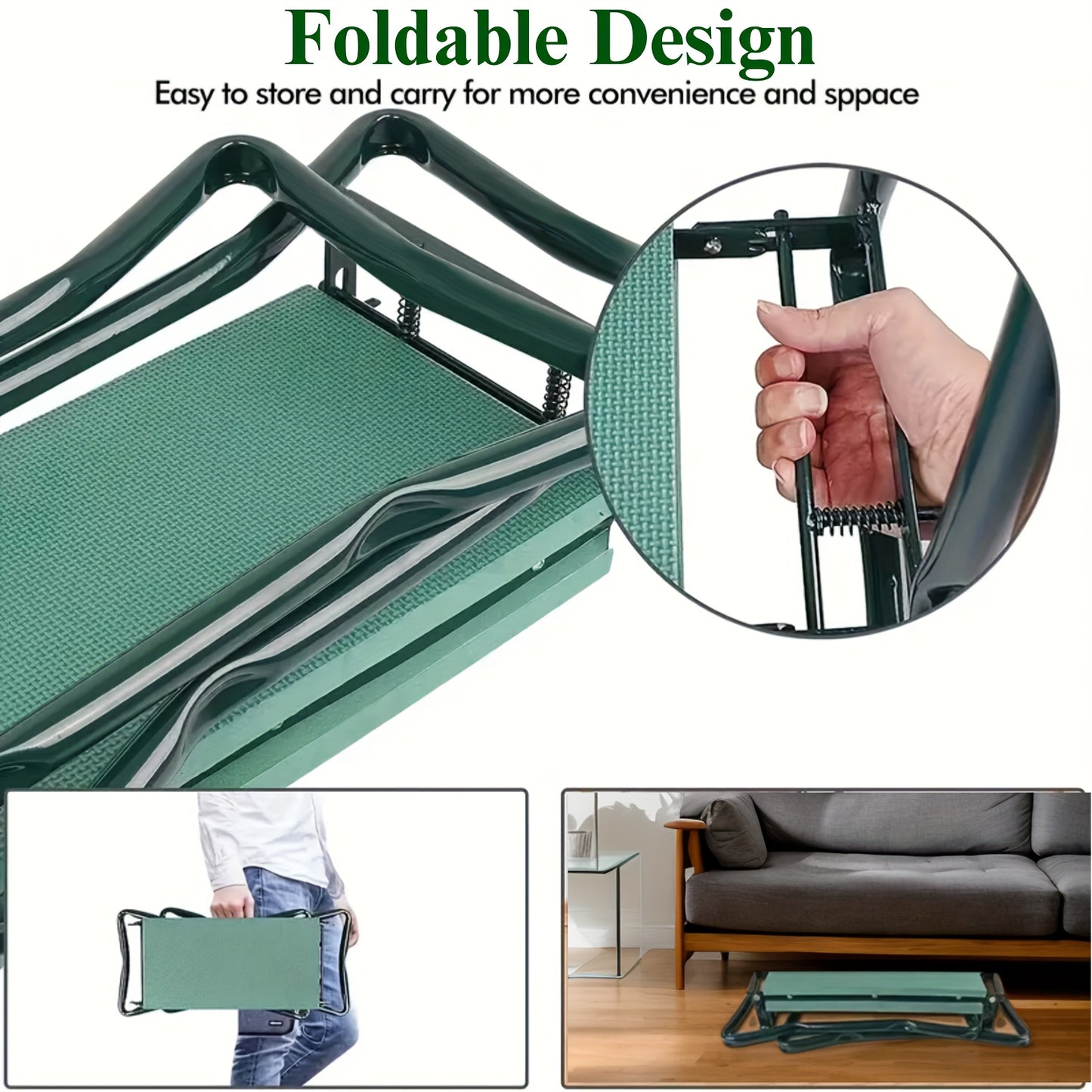 2-in-1 Foldable Garden Kneeling Chair with Tool Bag for Comfort