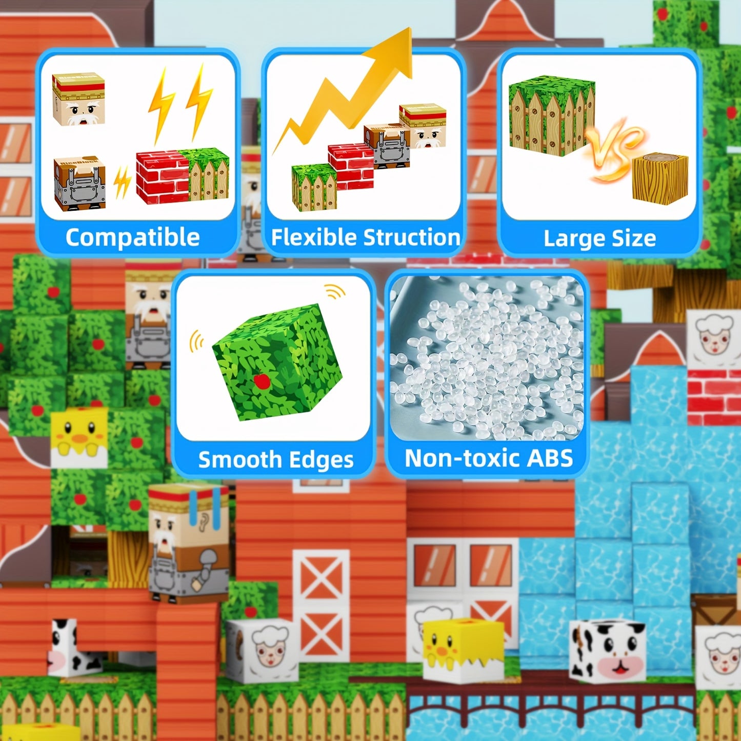 Magnetic Building Blocks Farm Theme 80pcs for Ages 3 Plus