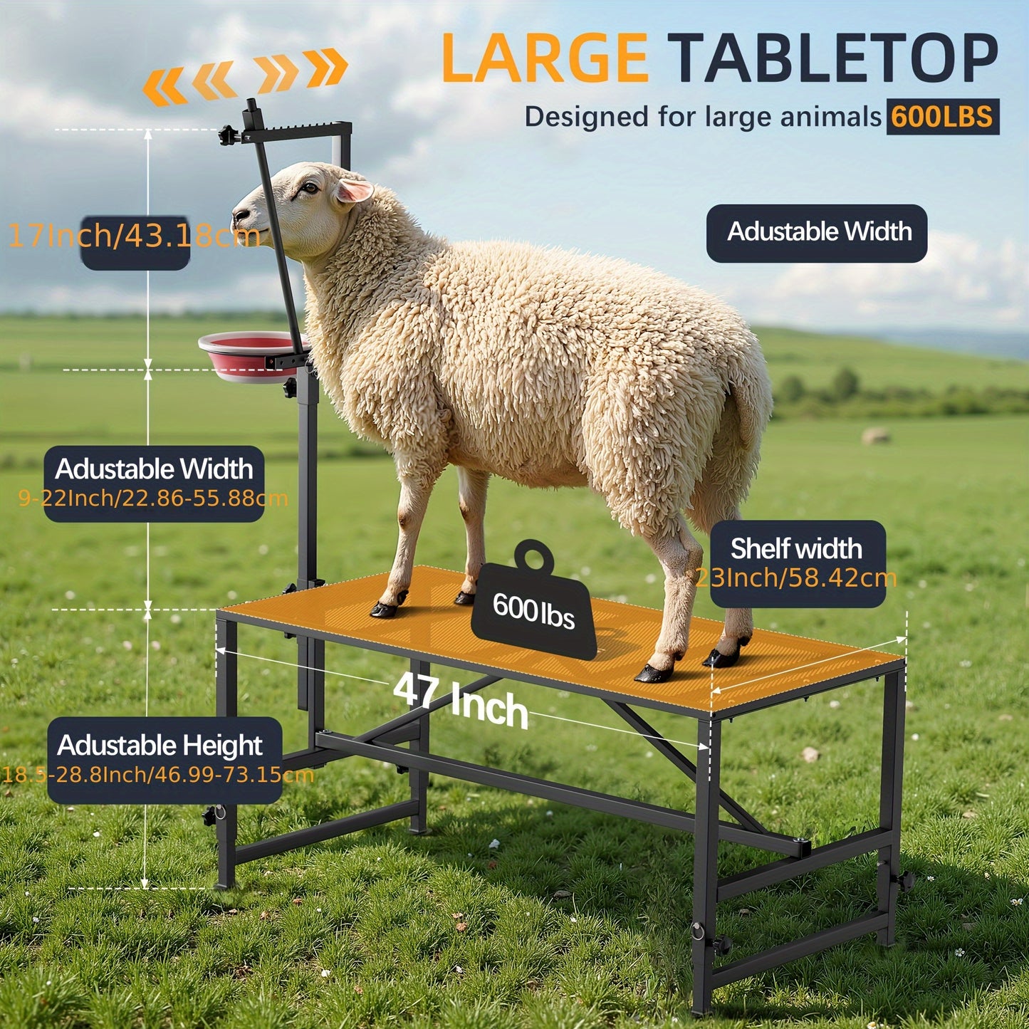 Heavy Duty Goat Milking Stand With Feed Bin 600 LB Capacity