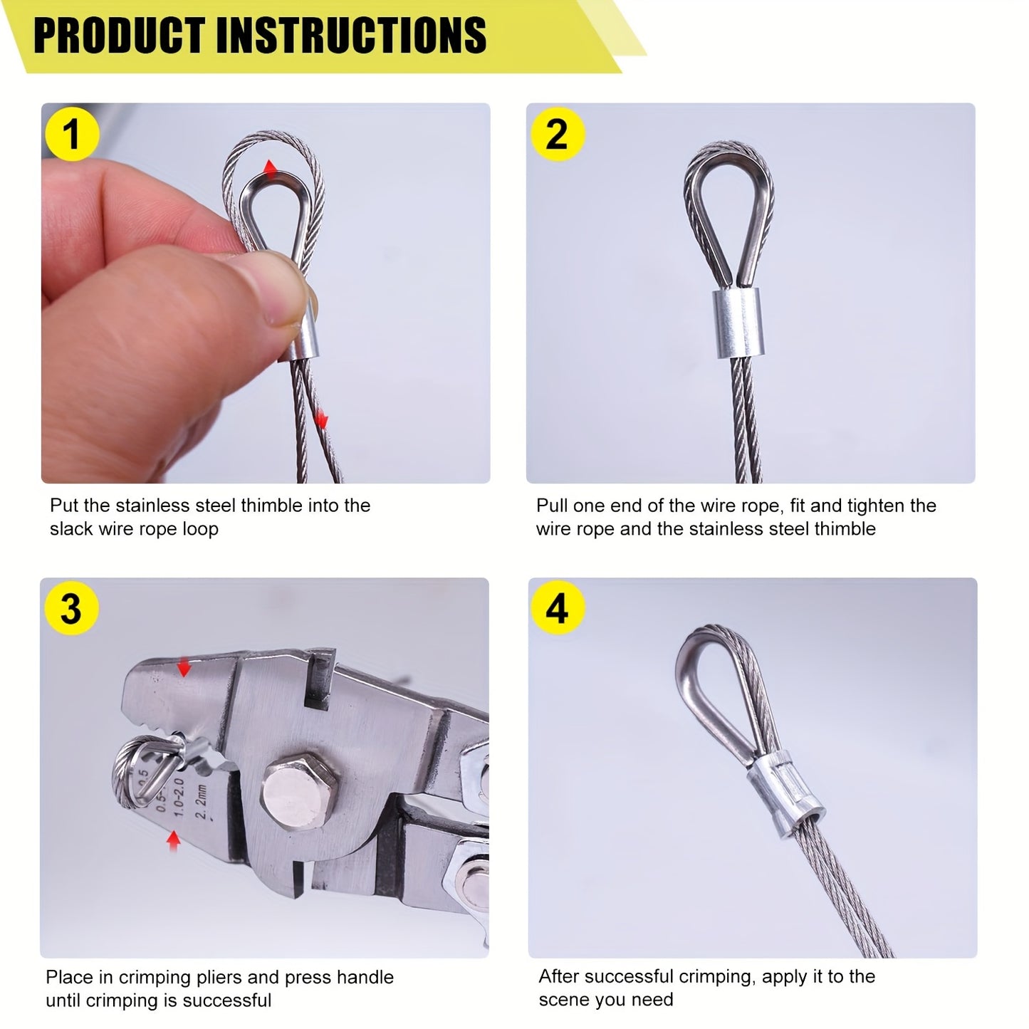 WERHOO 1/8 Inch Stainless Steel Wire Rope with Crimping Sleeves