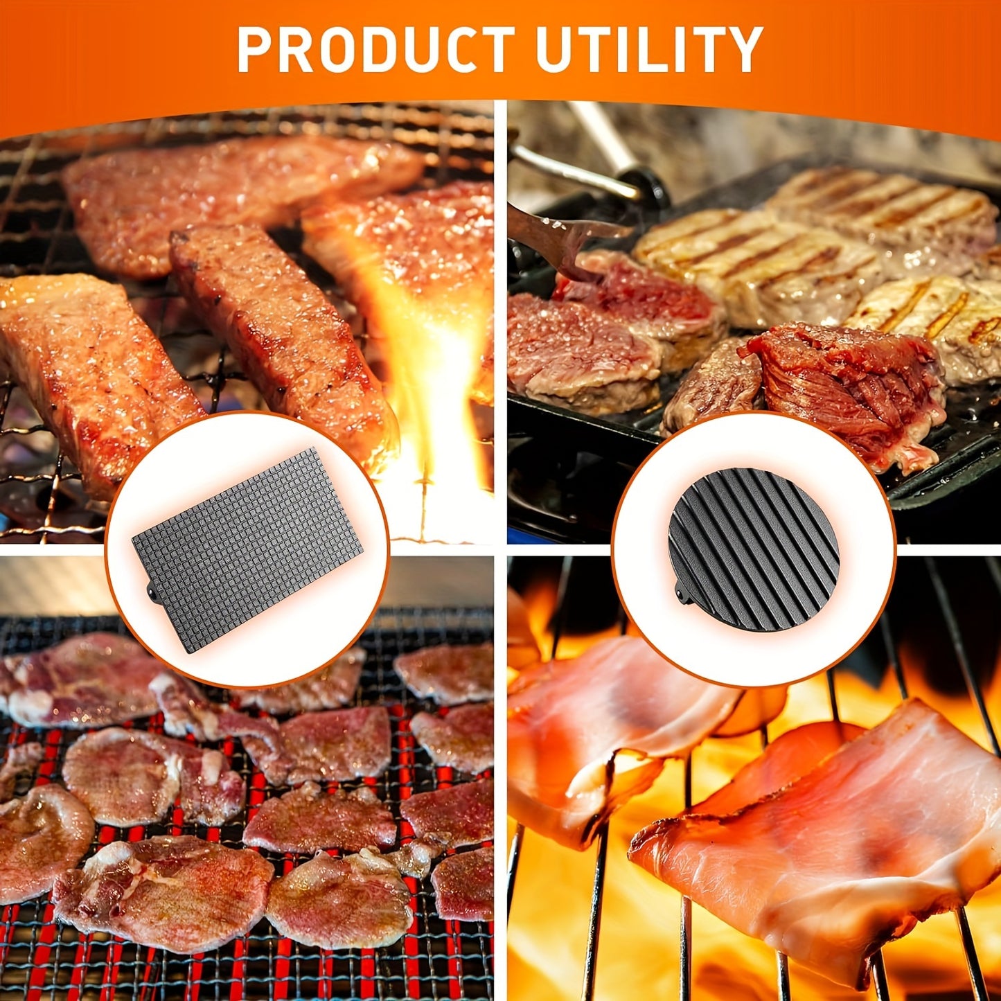 2 Pieces Burger Press Set Heavy Duty Cast Iron Round and Rectangle Meat Smash Press with Wood Handle for Griddle and Nonstick Pan