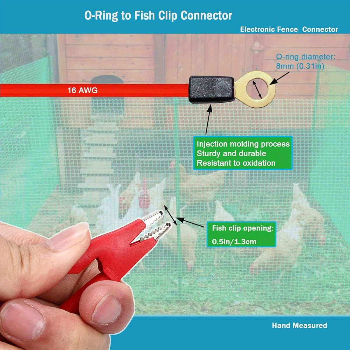 Heavy Duty Electric Fence Connector with Alligator Clips 3.28ft
