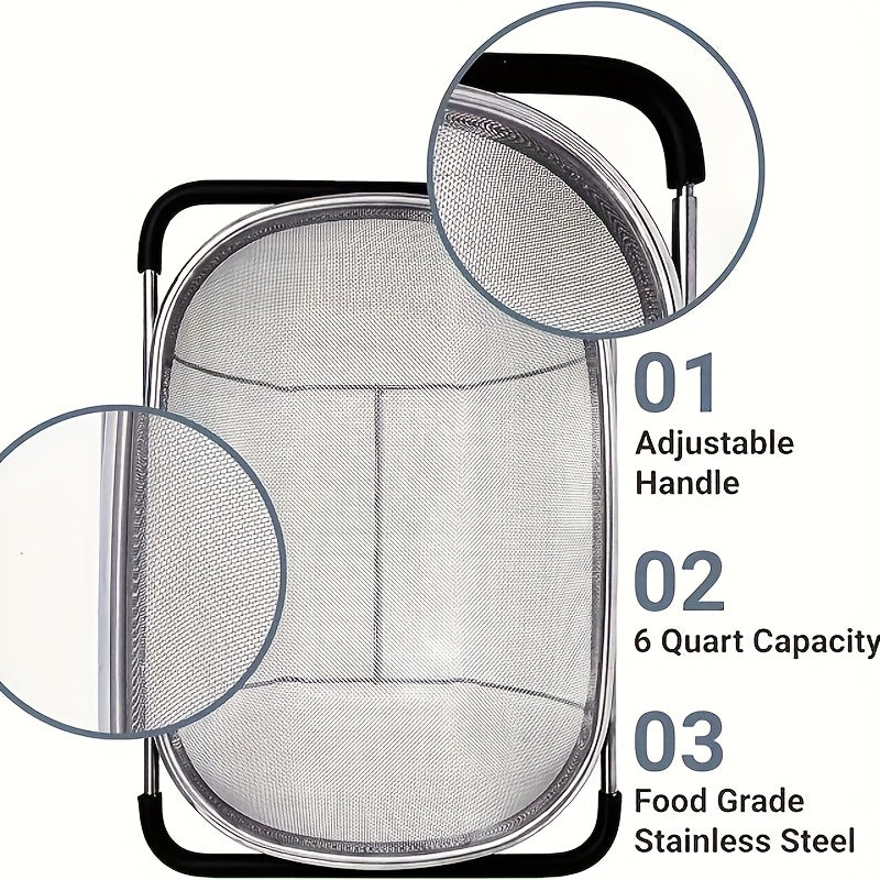Expandable Stainless Steel Filter with Fine Mesh for Kitchen
