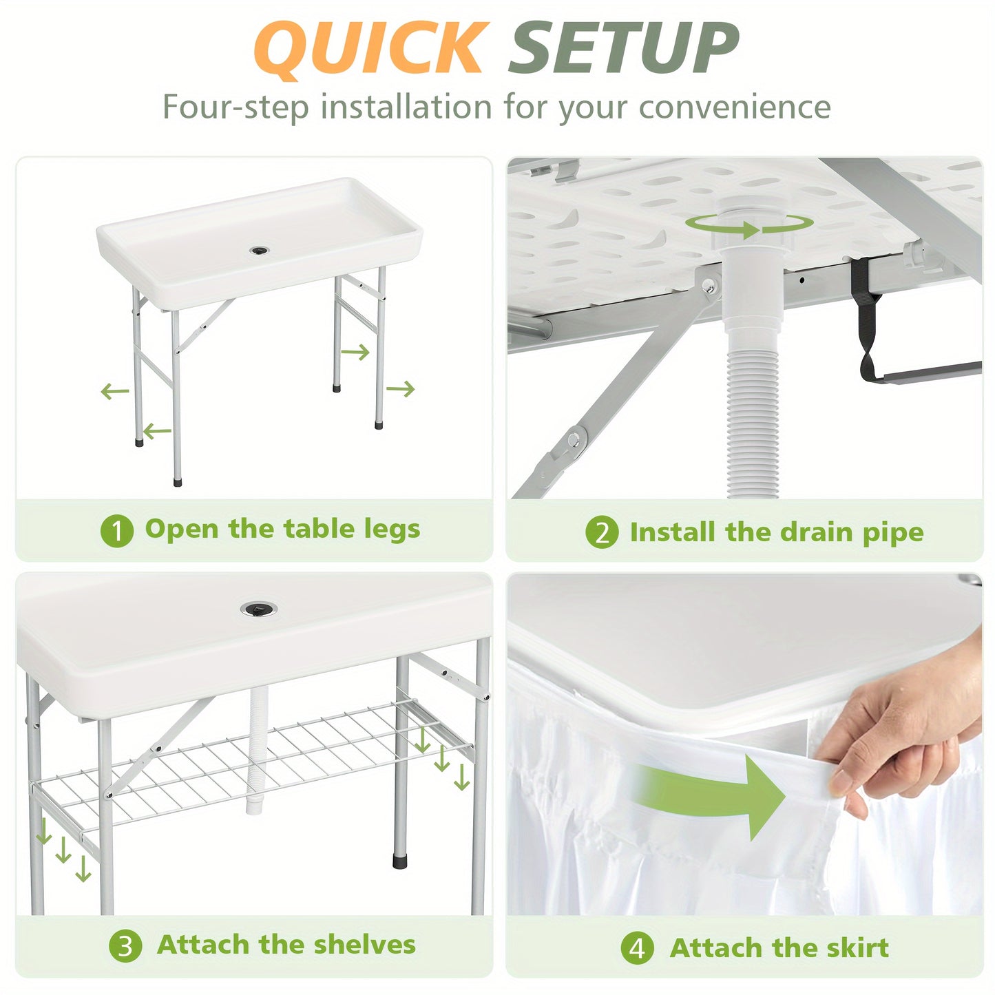4 Foot Portable Folding Ice Cooler Table for Outdoor Events