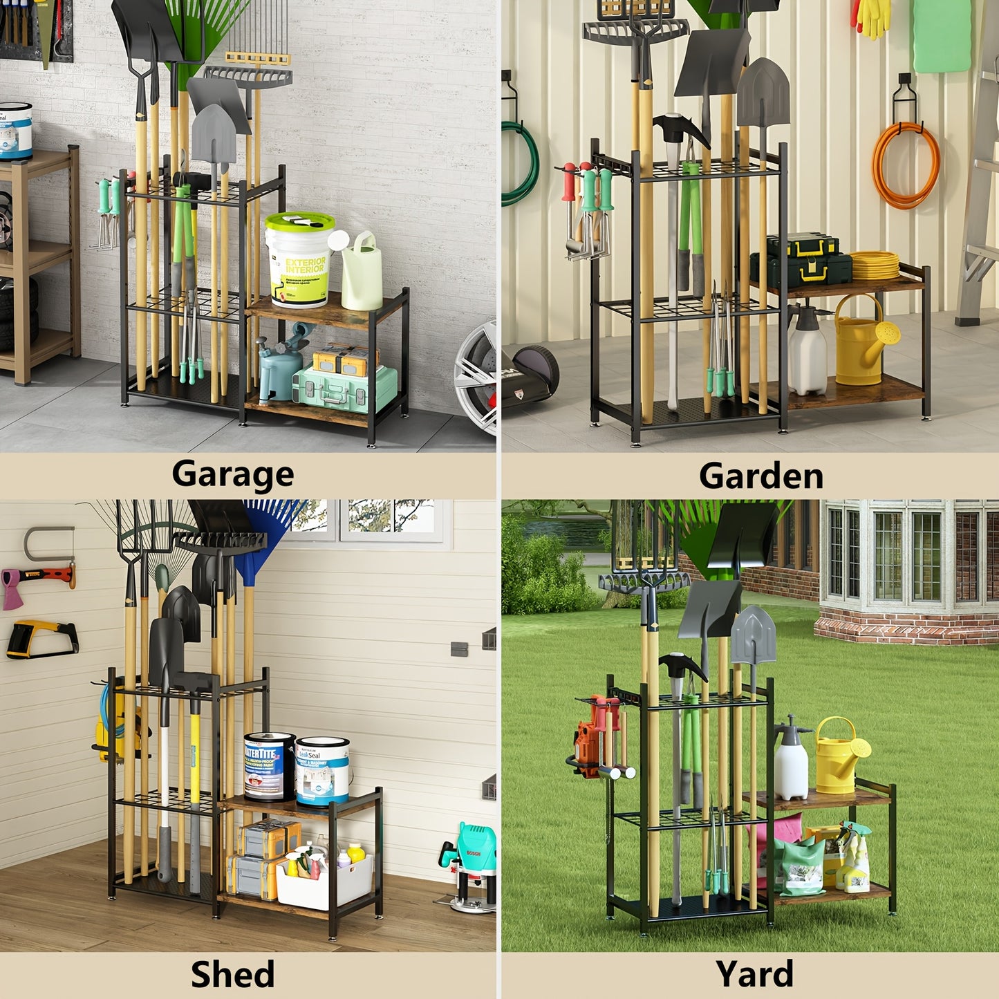 Heavy-Duty Metal Garden Tool Organizer for Long Handles