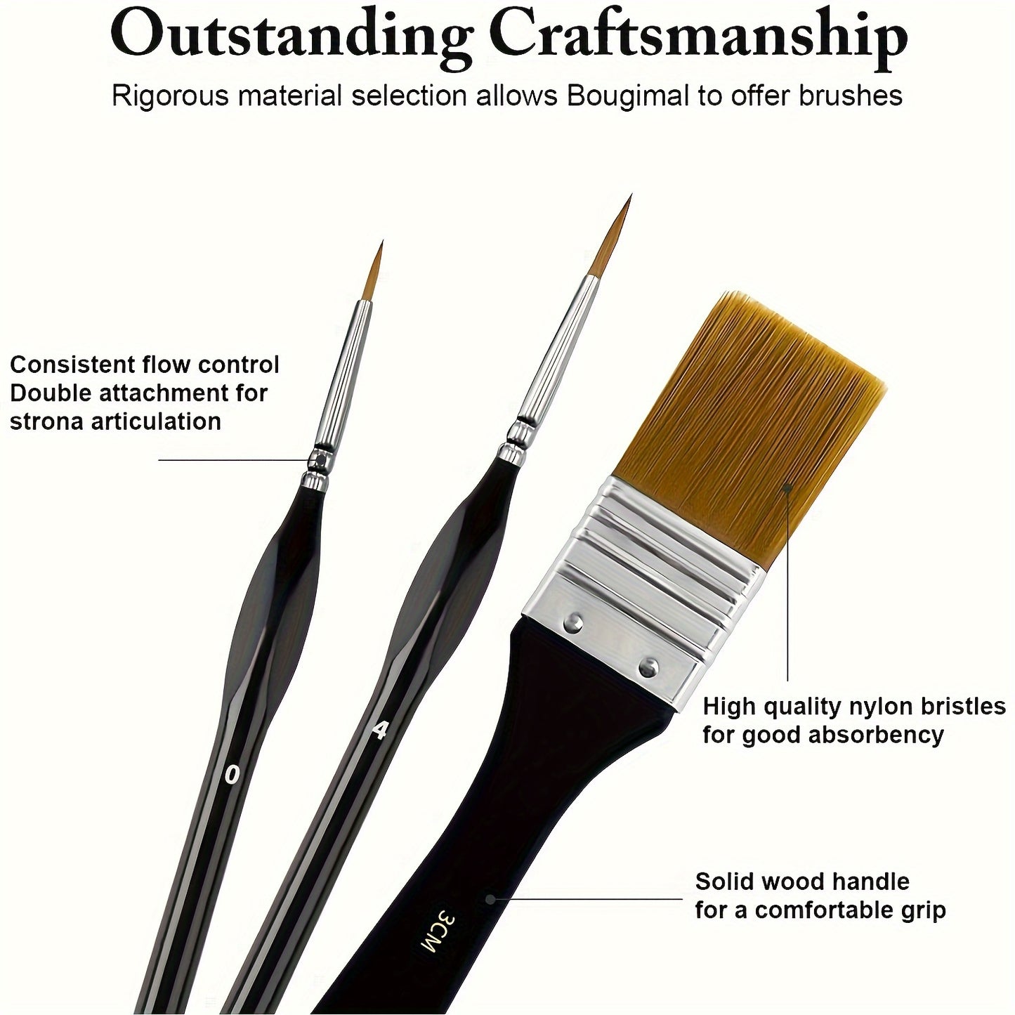 32 Piece Nylon Brush Set for Acrylic Oil and Watercolor Painting