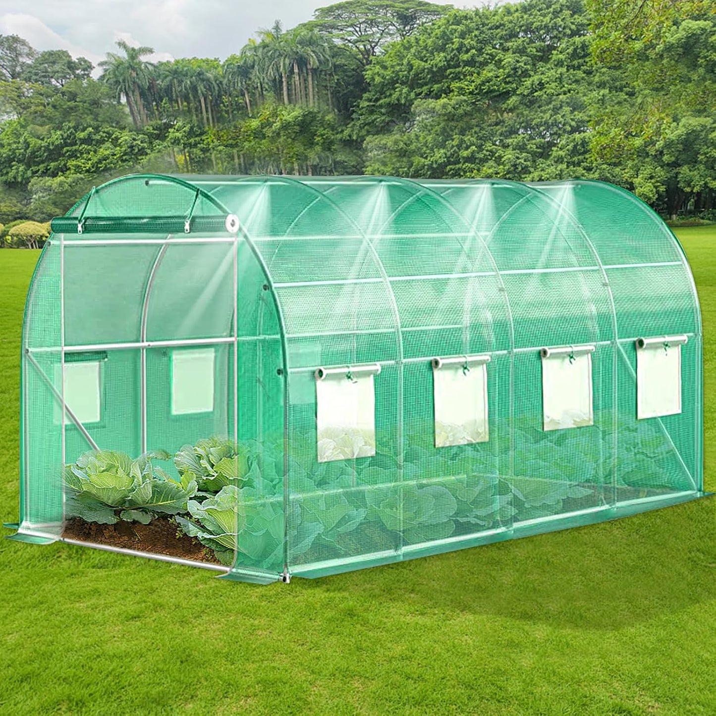 Walk In Tunnel Greenhouse With Integrated Watering System