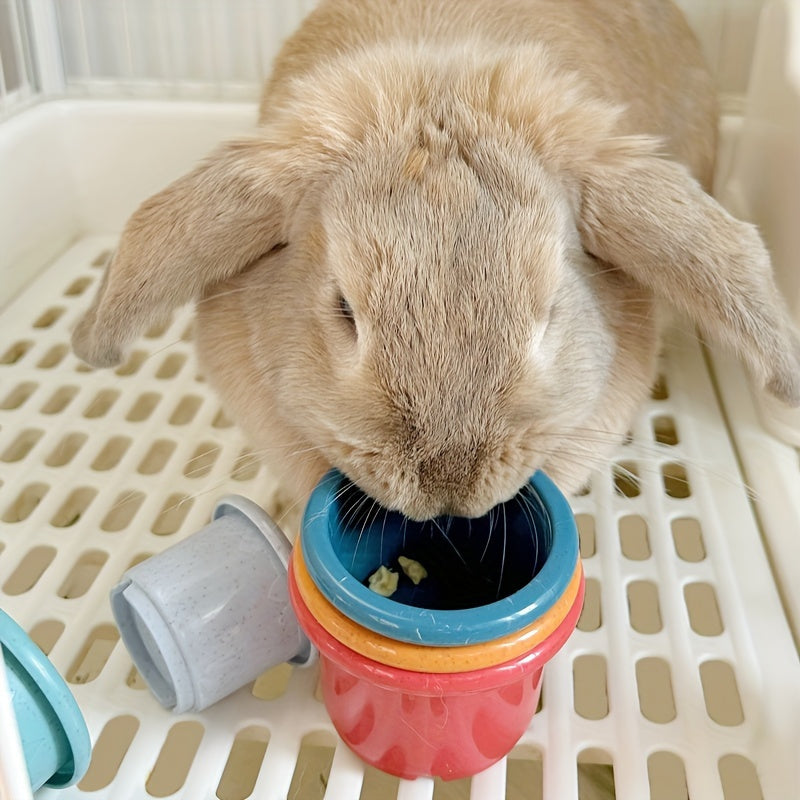 Colorful Stackable Bunny Cups for Interactive Pet Fun