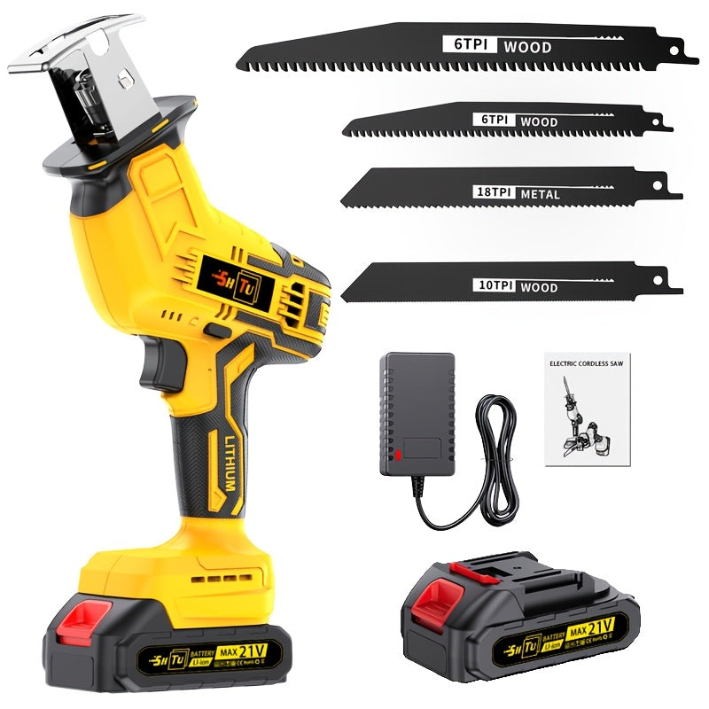 Wireless Rotary and Reciprocating Saw Set with Blades and Charger
