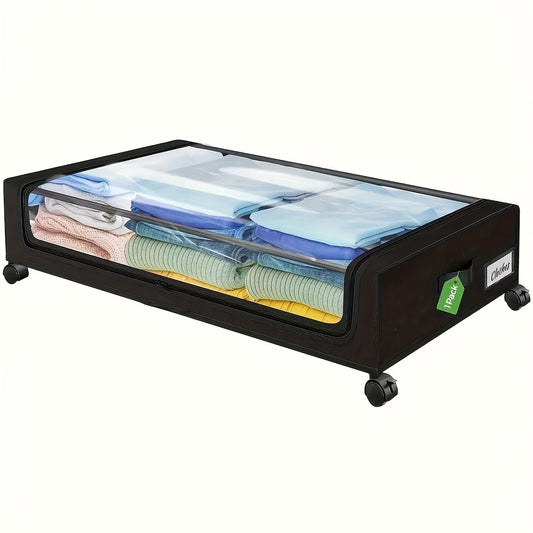 Large Capacity Under Bed Storage Bins with Wheels and Clear Lid