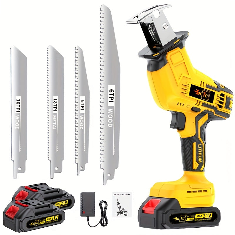 Wireless Rotary and Reciprocating Saw Set with Blades and Charger