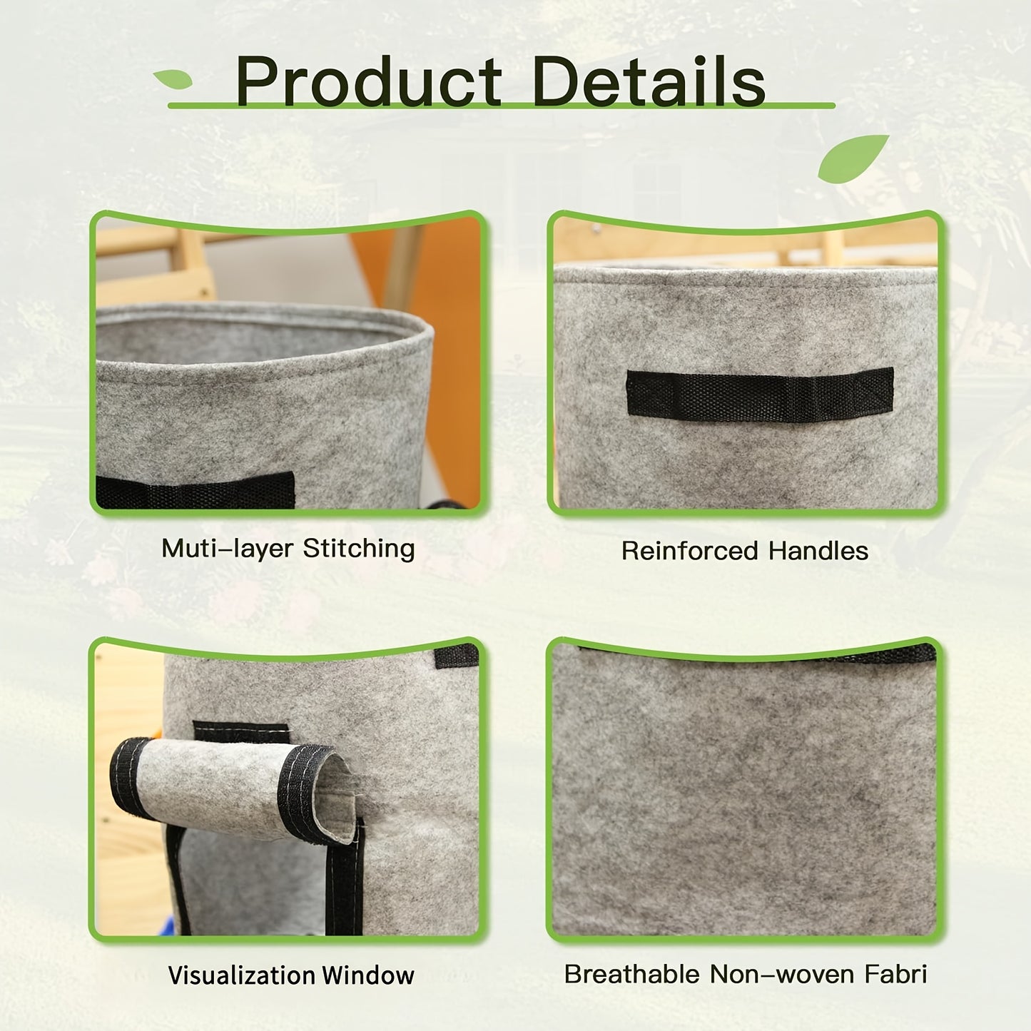 Durable 4-Pack 7 Gallon Potato Grow Bags with Handles and Lid