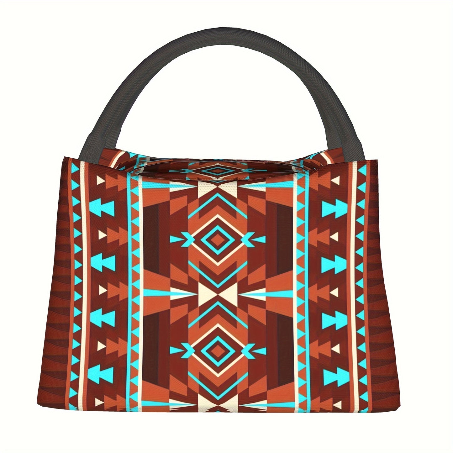 Stylish Brown Geometric Insulated Cooler Bag for Outdoor Fun