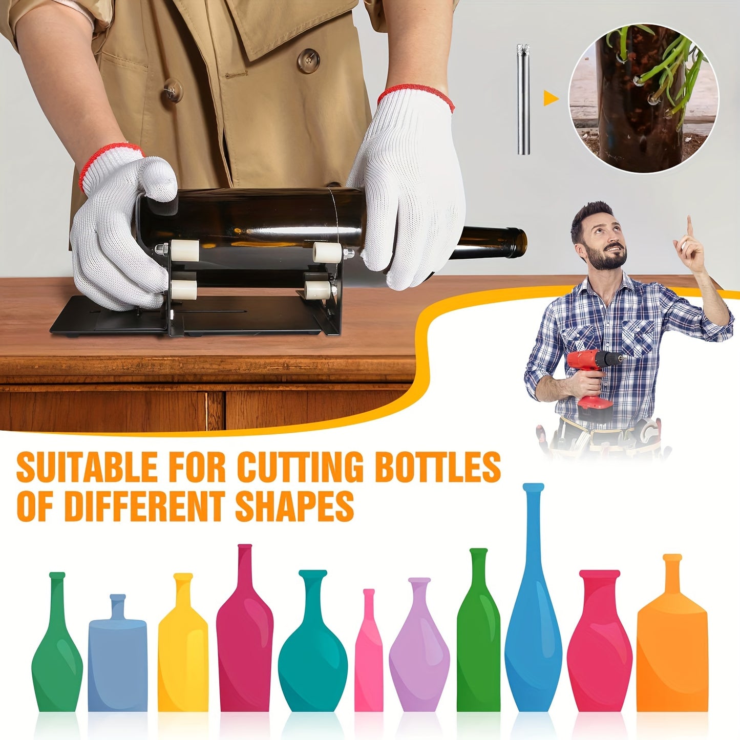 Glass Bottle Cutting Tool Universal Tool for Square and Round Bottles