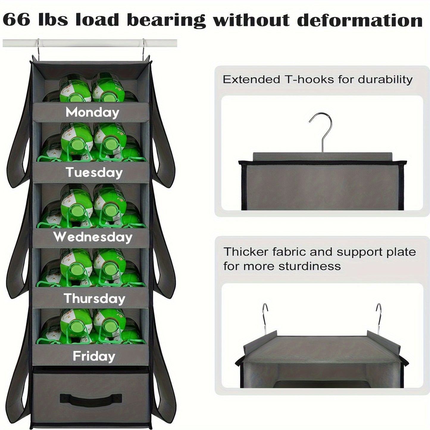 5 Shelf Weekday Clothes Organizer For School Monday Friday