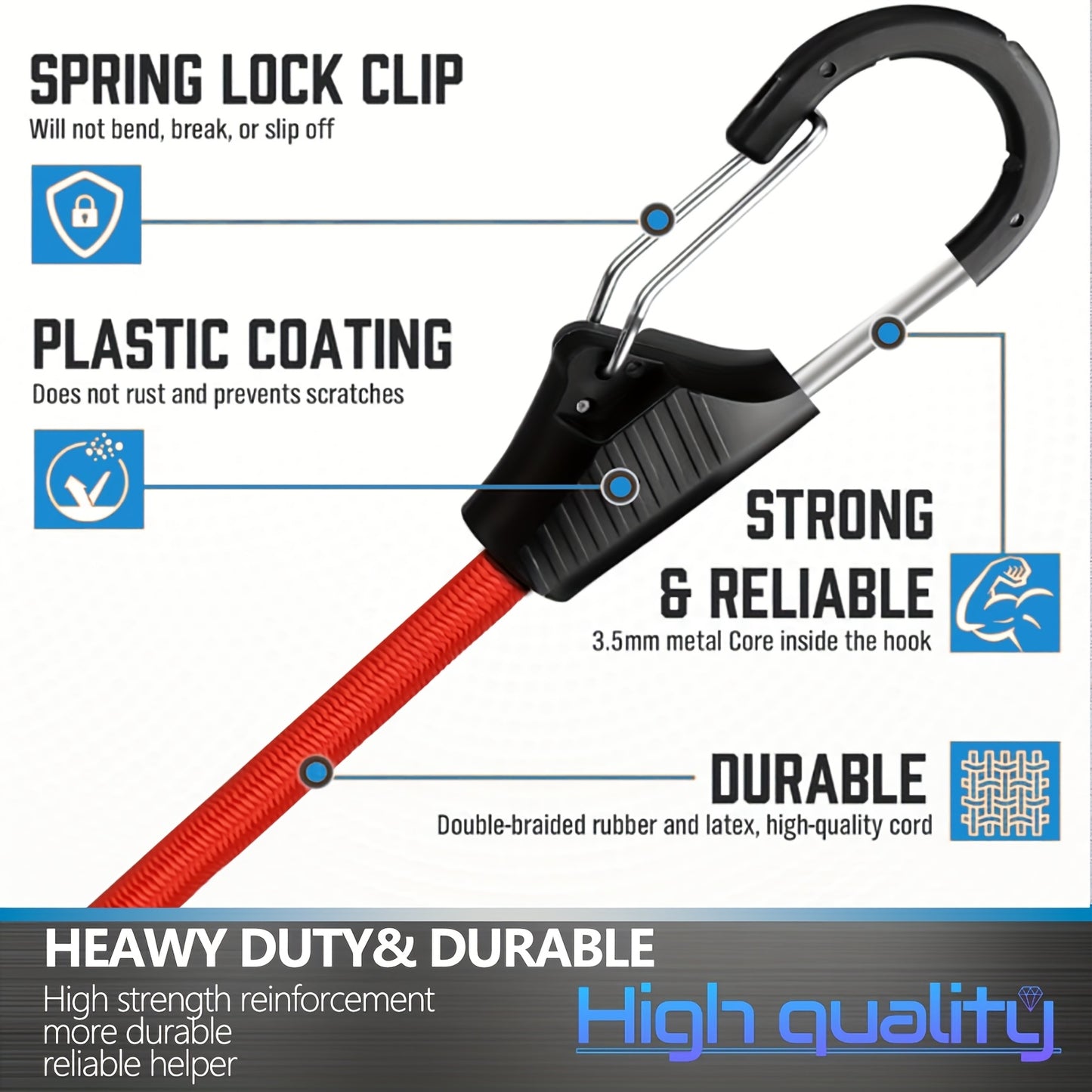 38pcs Premium Elastic Cords With Hooks, Includes 18", 20", 32", 40"