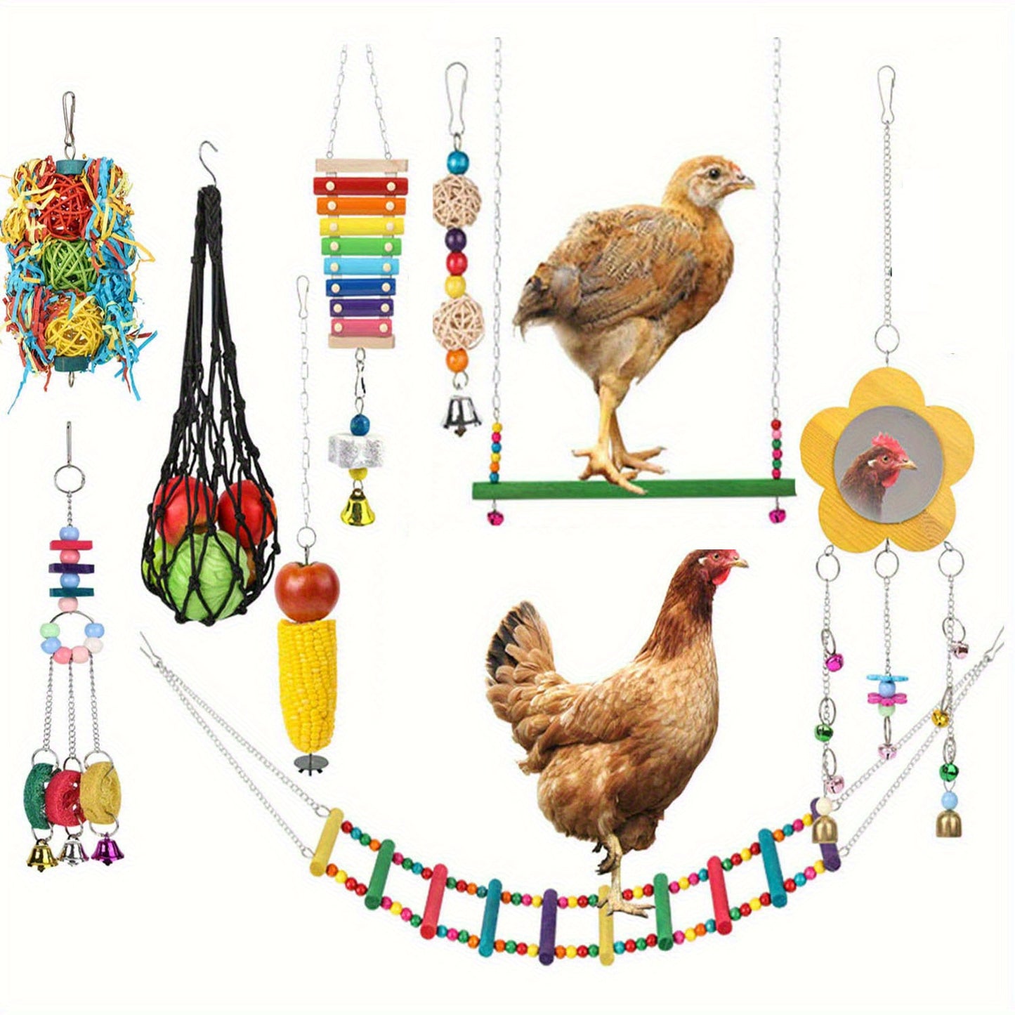 Chicken Toys For Coops With Glockenspiel And Mirror