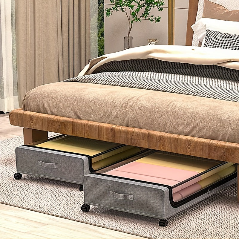 Large Capacity Under Bed Storage Bins with Wheels and Clear Lid