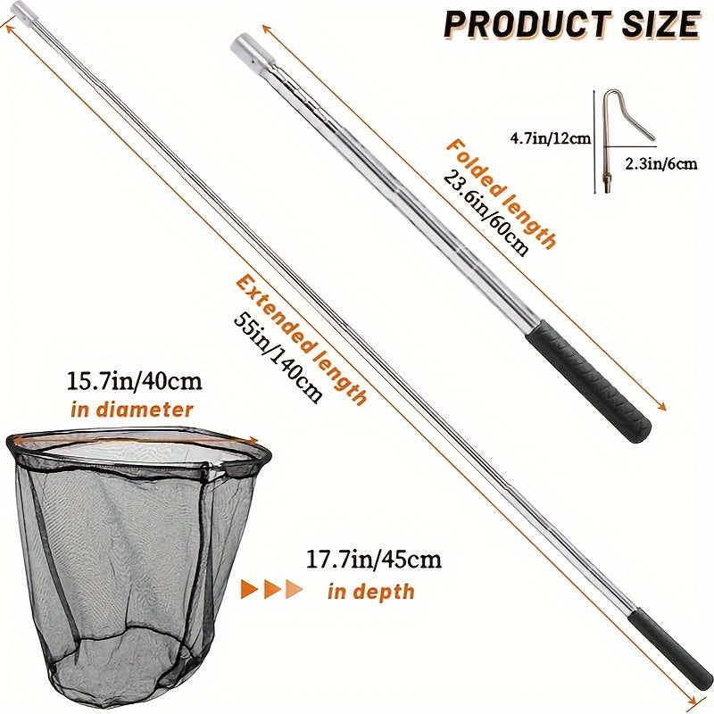 Stainless Steel Extendable Chicken Catcher with Fine Mesh Net