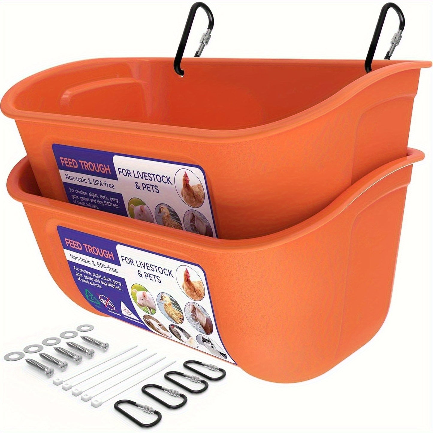 2pcs Durable Chicken Feeder for Poultry Ducks and Livestock