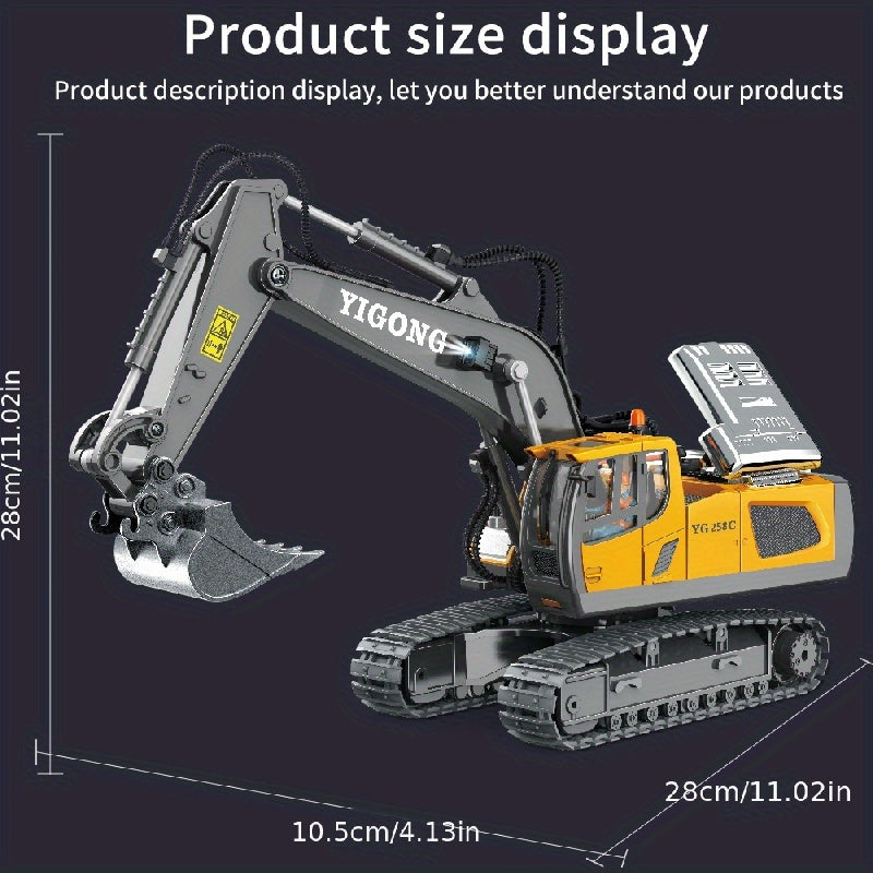 YIGONG 9-Channel Remote Control Excavator Toy with Lights and Sounds