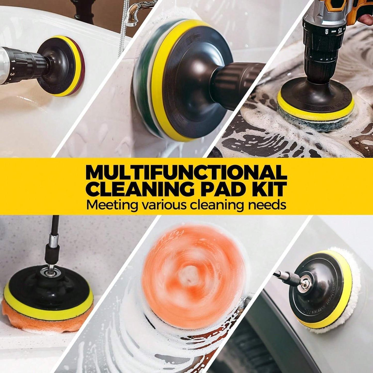 20 Pack Drill Brush Attachments Set Scrub Pads Buffing Pads