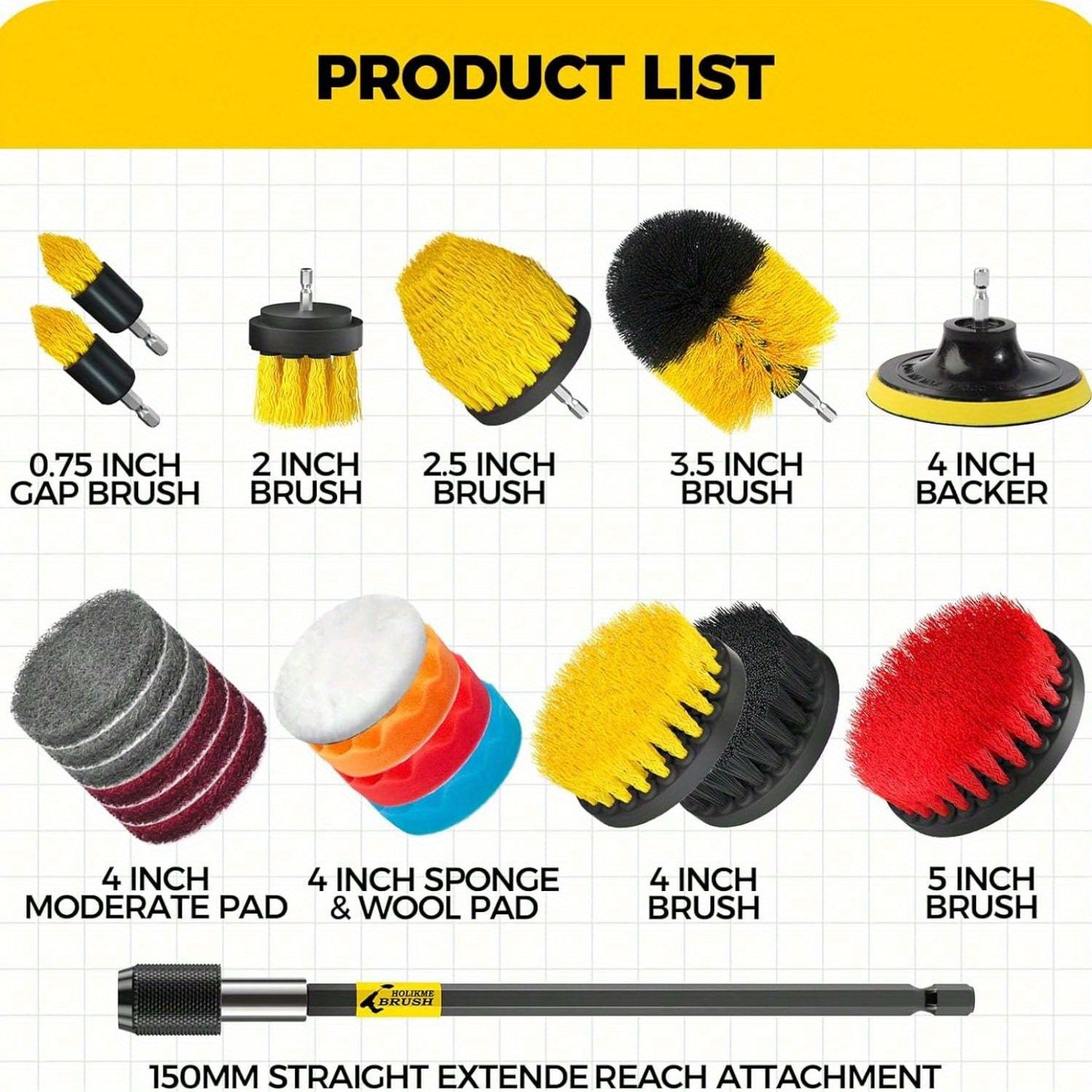 20 Pack Drill Brush Attachments Set Scrub Pads Buffing Pads