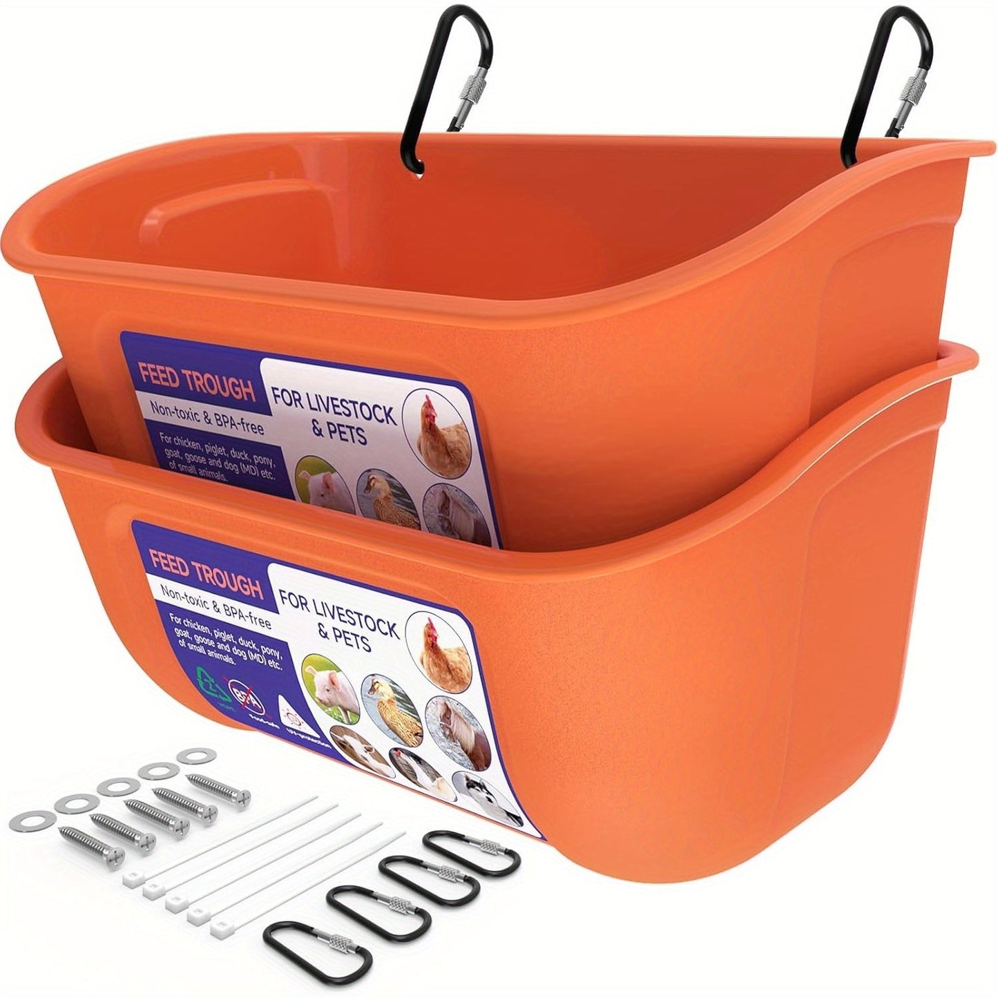 2pcs Durable Chicken Feeder for Poultry Ducks and Livestock