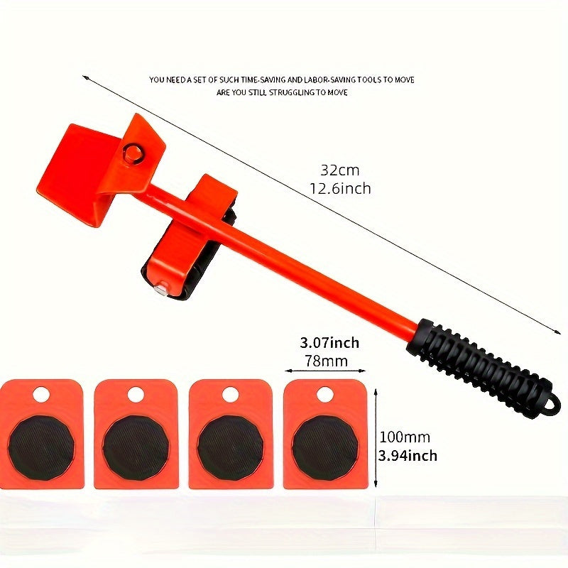 5 Piece Heavy Object Furniture Moving Tool Set for Easy Transport