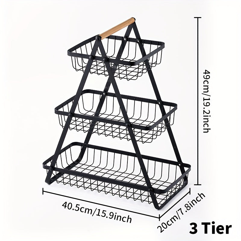 Two Tier Countertop Fruit Basket With Open Wire Design