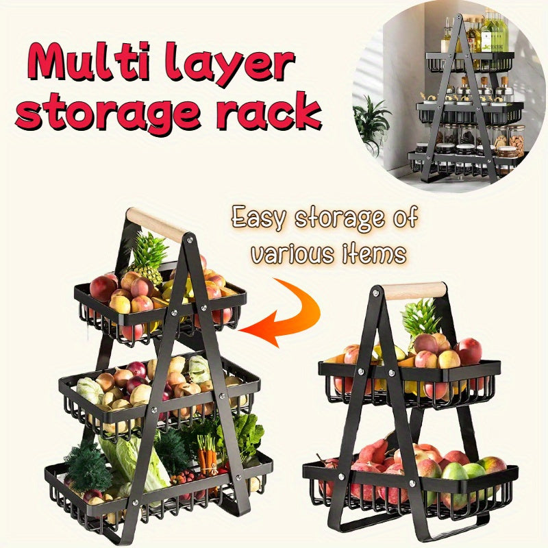 Two Tier Countertop Fruit Basket With Open Wire Design