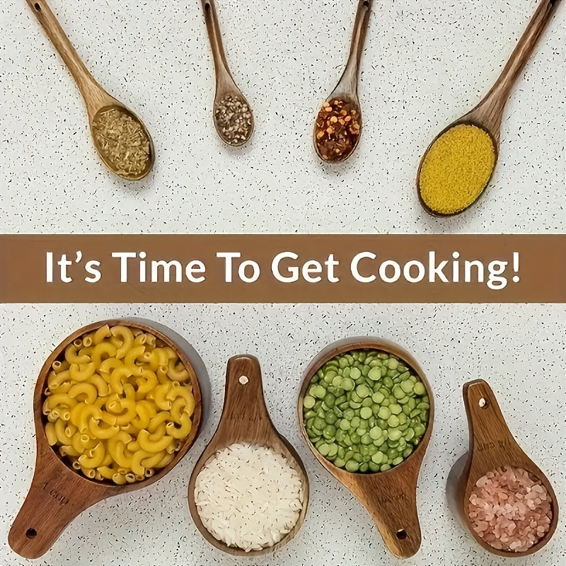 Multi Functional Kitchen Measuring Spoon Made of Nanmu Wood