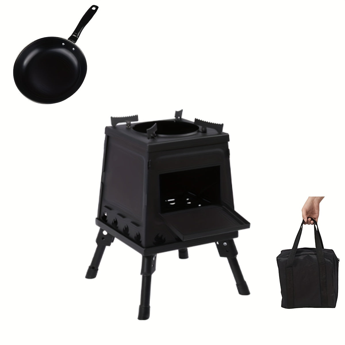 Portable Wood Stove With Airflow System For Camping
