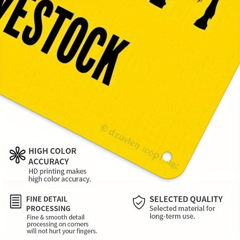 Caution Livestock Metal Sign Weather Resistant Farm Safety