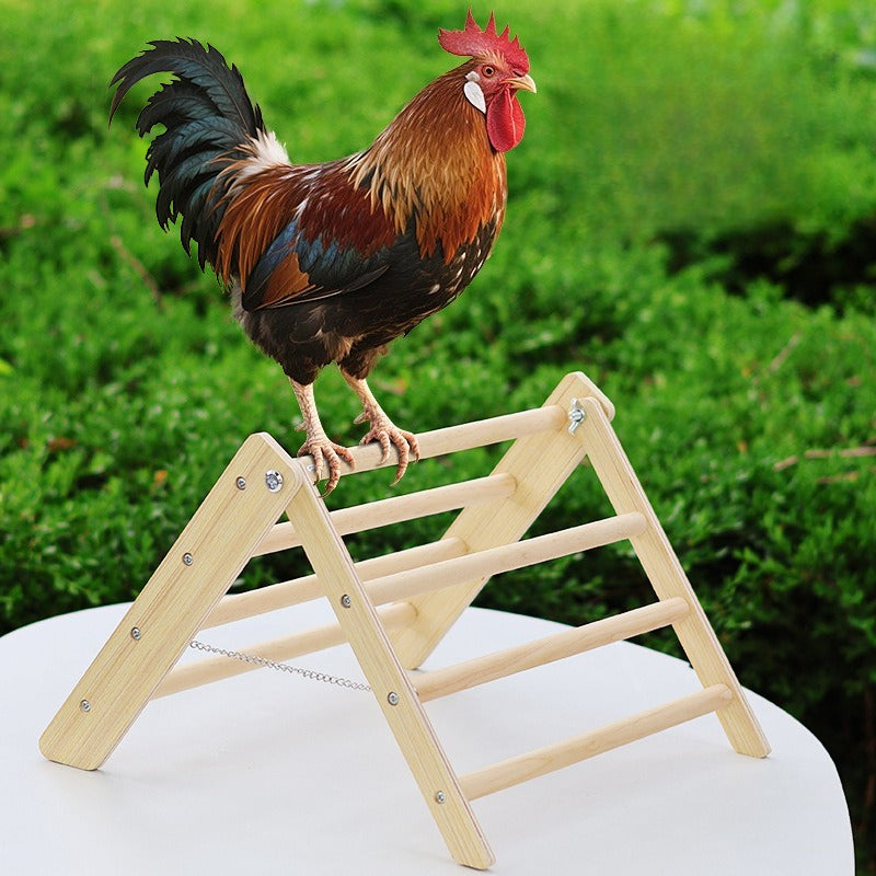 Recycled Wood Foldable Chicken Perch With Triangular Base