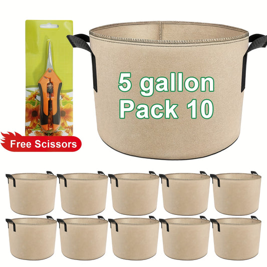 Thickened Non Woven Grow Bags With Scissors For Indoor Outdoor Use
