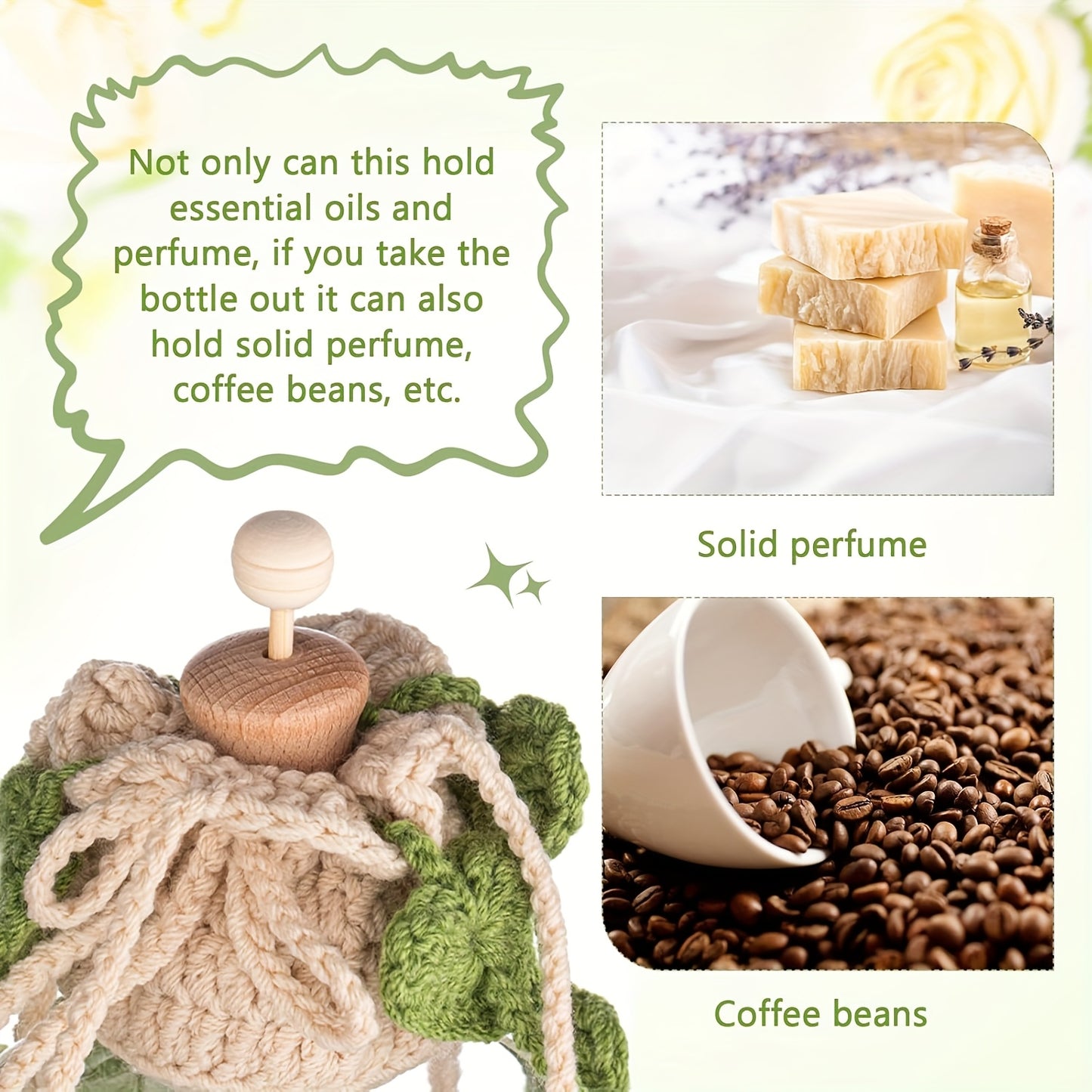 Handmade Crocheted Hanging Car Pothos Plant Diffuser Bottle