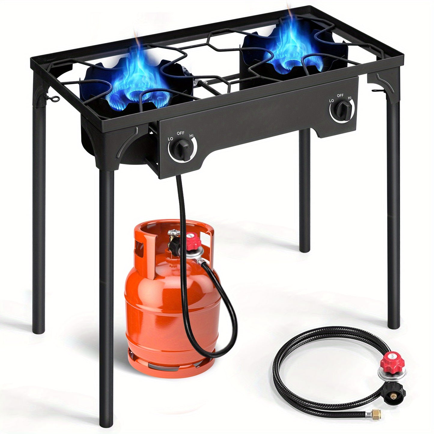 Two Burner Outdoor Propane Stove 150000 BTU 20 PSI Regulator