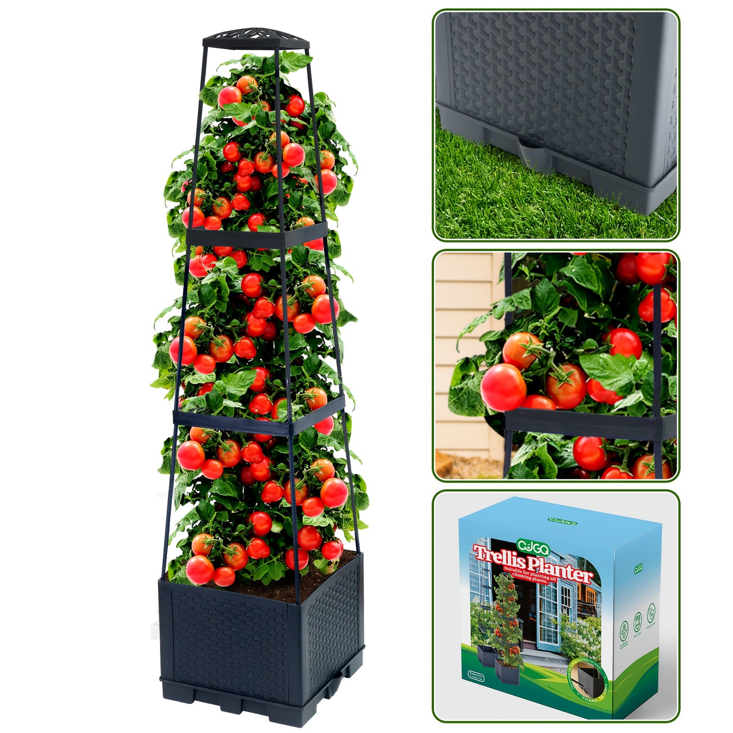 Two Pack Tomato Planting Boxes Indoor Outdoor Grid Cage