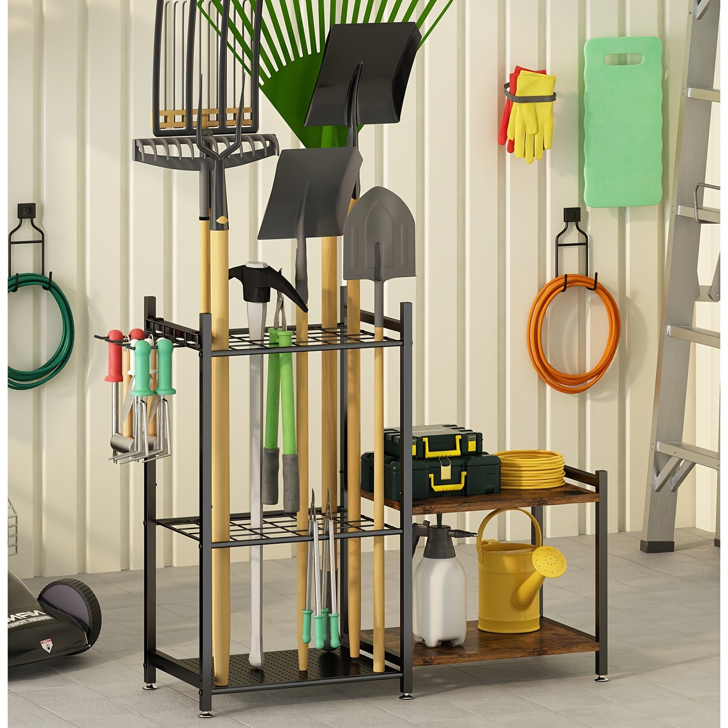 Heavy-Duty Metal Garden Tool Organizer for Long Handles
